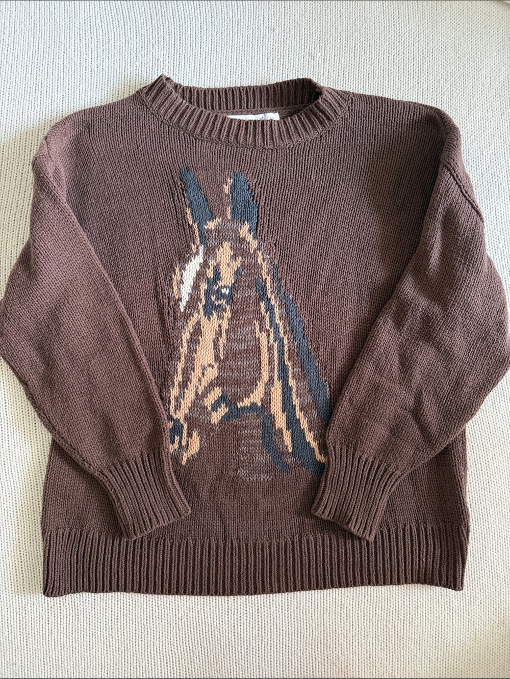 Altar’d State Dakota Horse Sweater Brown Size XXS